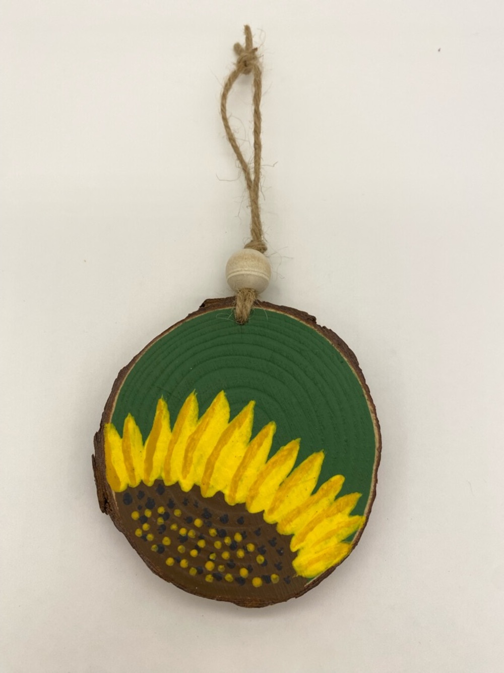 Sunflower Wood Slice Hanging Ornament Hand Painted